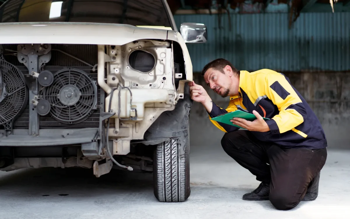 Mécanicien inspectant une voiture au garage, illustration des failles WordPress non corrigées