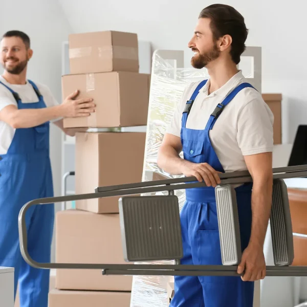Déménageurs portant des cartons, illustration de la faille de l'extension All-in-One WP Migration